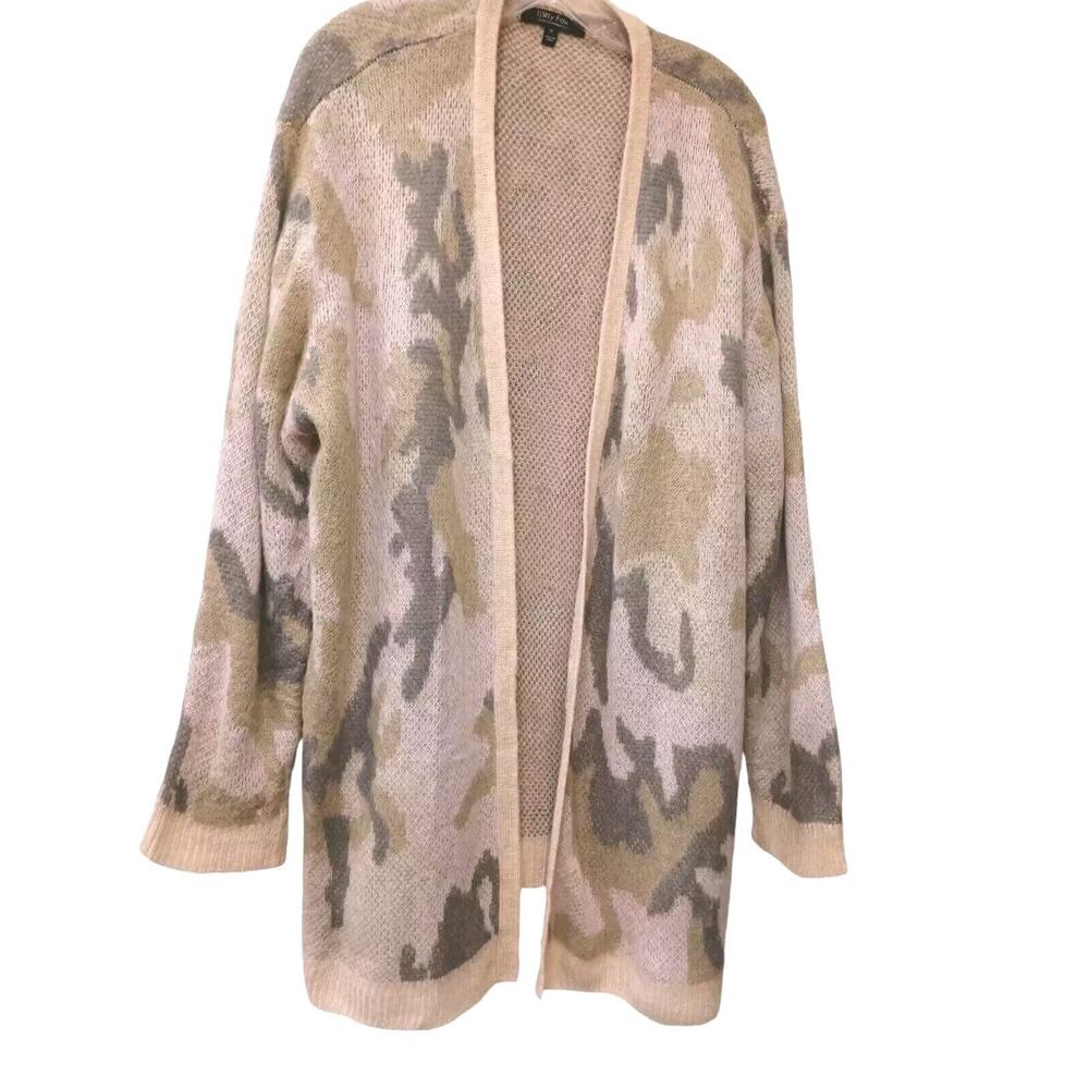 Witty Fox Cardigan Cover-Up Plus Sz 1X Camouflage Pink Khaki Open Preppy Casual